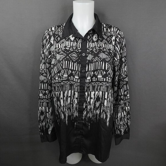Bob Mackie Womens Top Large Black Sheer Wearable Art Flowy Statement Old Money - Picture 1 of 12